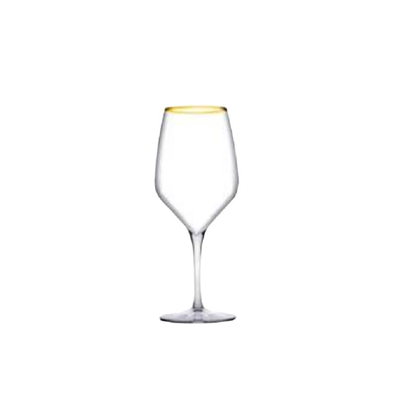 Ποτήρι Κρασιού Γυάλινο Διάφανο-Χρυσό Golden Touch ESPIEL 360ml-8,1x20,5εκ. SP440329G6GD (Σετ 6 Τεμάχια) (Υλικό: Γυαλί, Χρώμα: Χρυσό , Μέγεθος: Κολωνάτο) - ESPIEL - SP440329G6GD