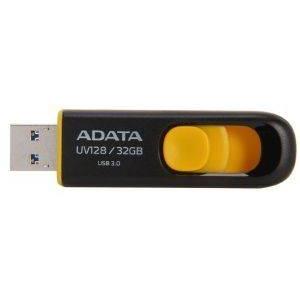 ADATA DASHDRIVE UV128 32GB USB3.0 FLASH DRIVE BLACK/YELLOW