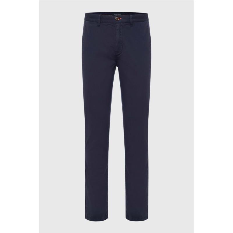 Funky Buddha ανδρικό chino παντελόνι με logo patch πίσω και γυριστό τελείωμα - FBM007-001-02 - Σκούρο Μπλε