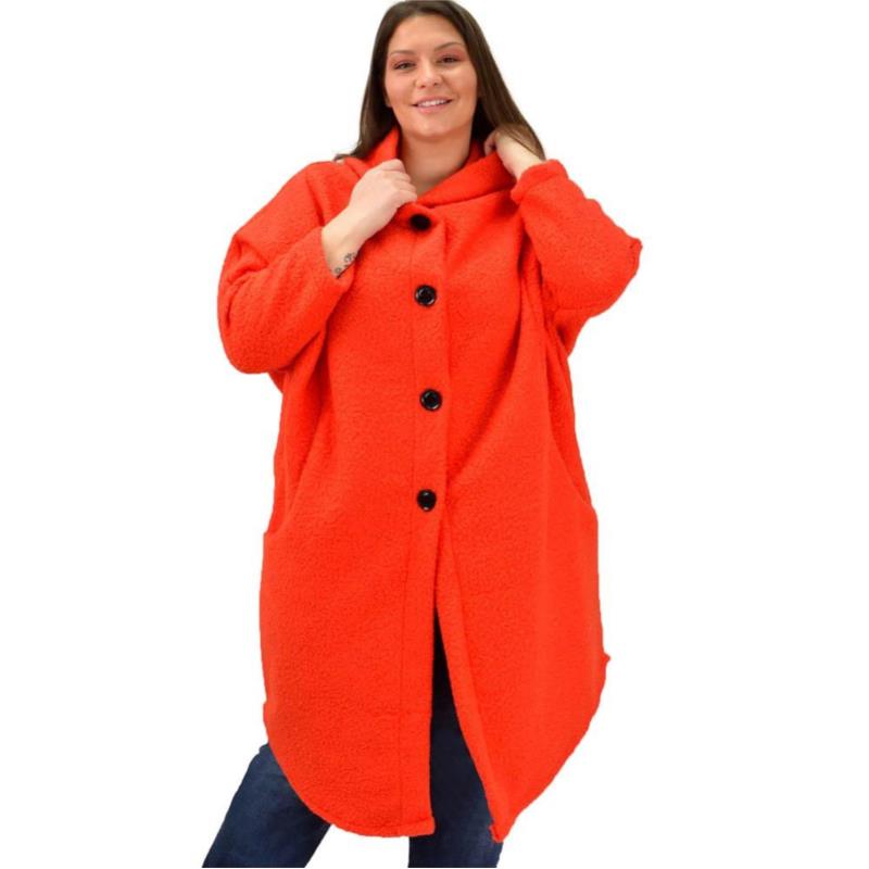 Γυναικείο παλτό μπουκλέ oversized Πορτοκαλί 19028