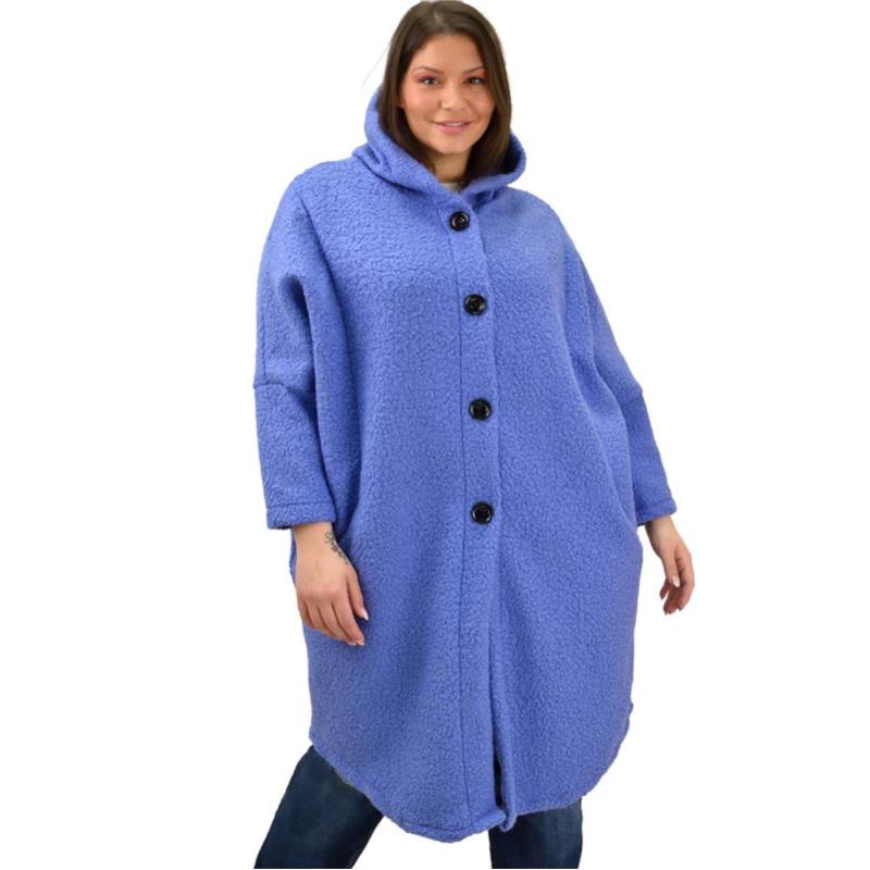 Γυναικείο παλτό μπουκλέ oversized Μωβ 19043