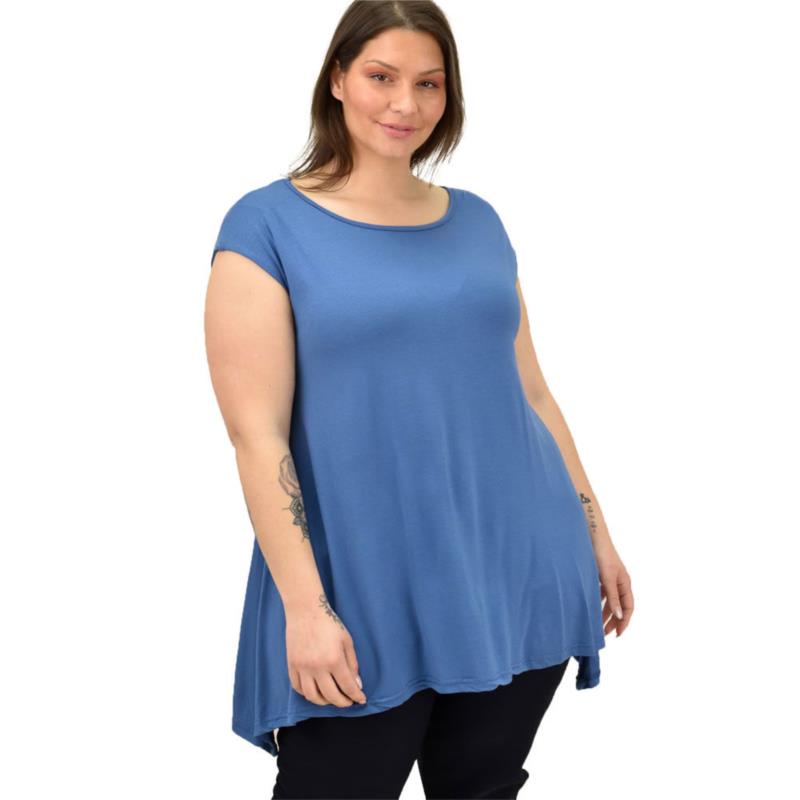 Γυναικεία μπλούζα μονόχρωμη oversized Μπλε 19153