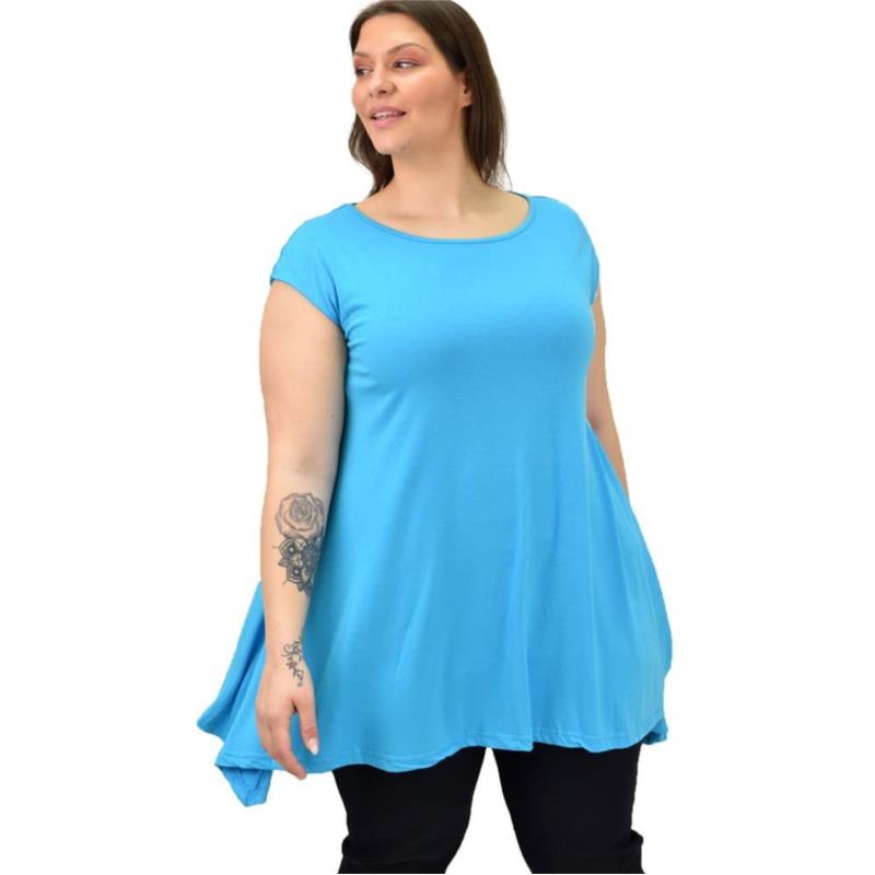 Γυναικεία μπλούζα μονόχρωμη oversized Γαλάζιο 19157
