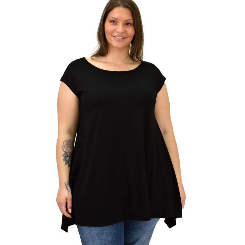 Γυναικεία μπλούζα μονόχρωμη oversized Μαύρο 19147