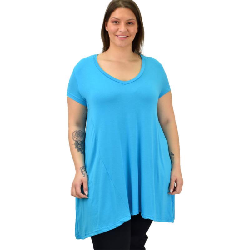 Γυναικεία μπλούζα μονόχρωμη oversized Γαλάζιο 19135