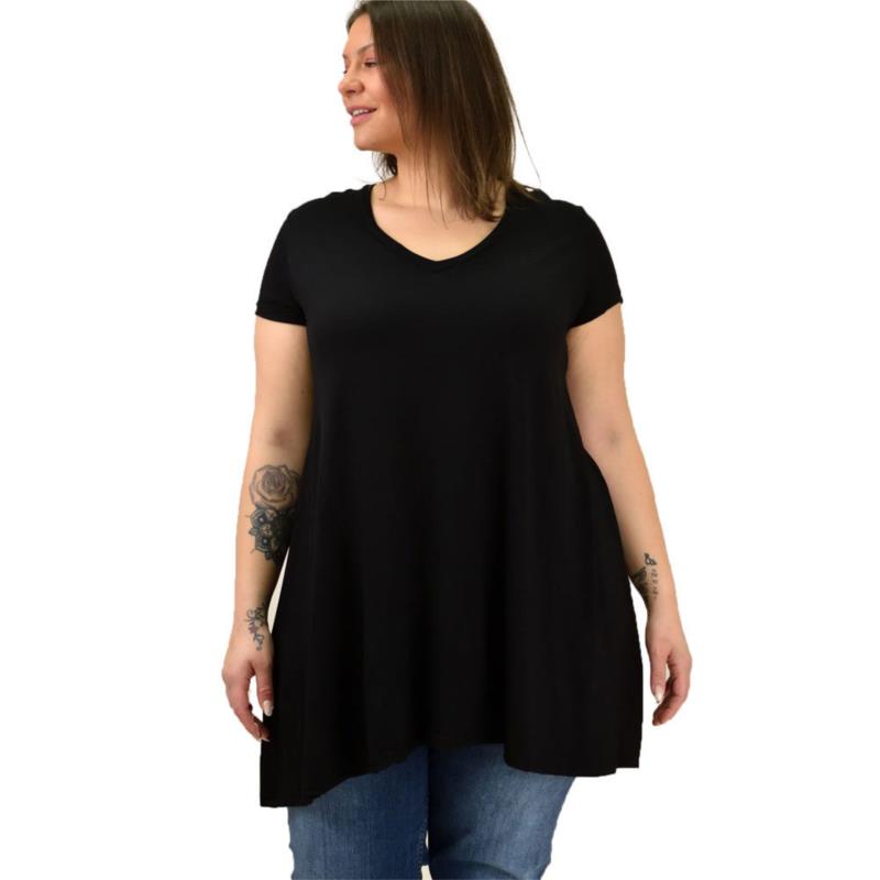 Γυναικεία μπλούζα μονόχρωμη oversized Μαύρο 19121