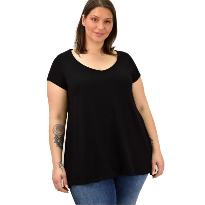 Γυναικεία μπλούζα μονόχρωμη oversized Μαύρο 19103