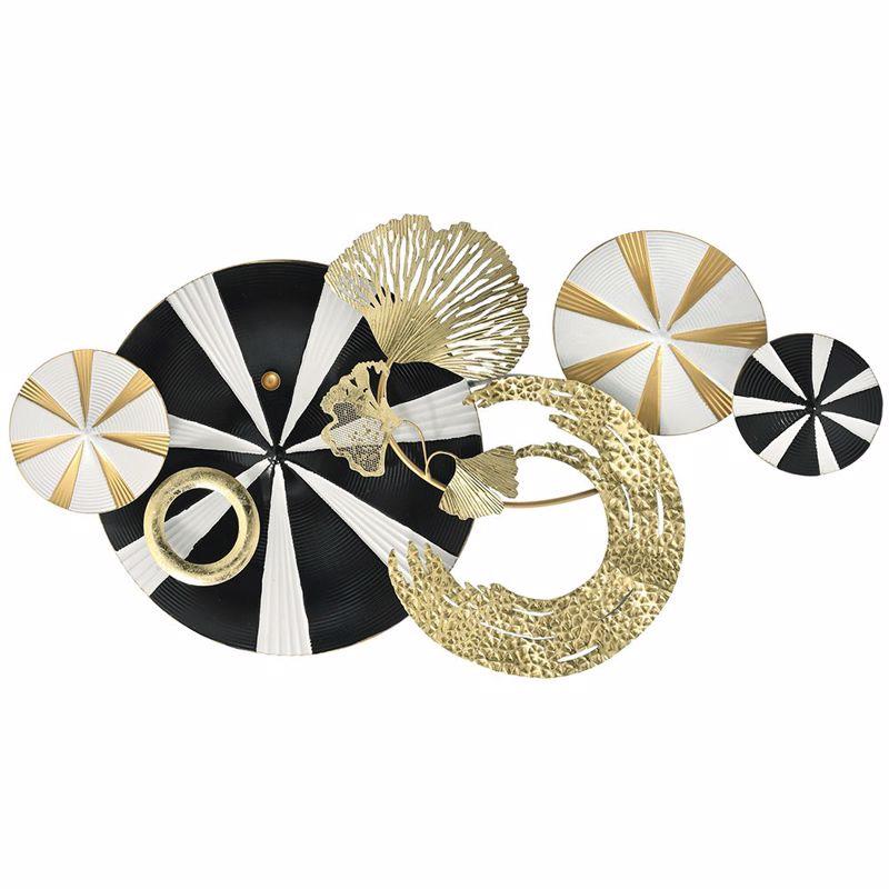 Iliadis Μεταλλική Σύνθεση Τοίχου με Κύκλους Χρυσή/Μαύρη 91x50cm 81220