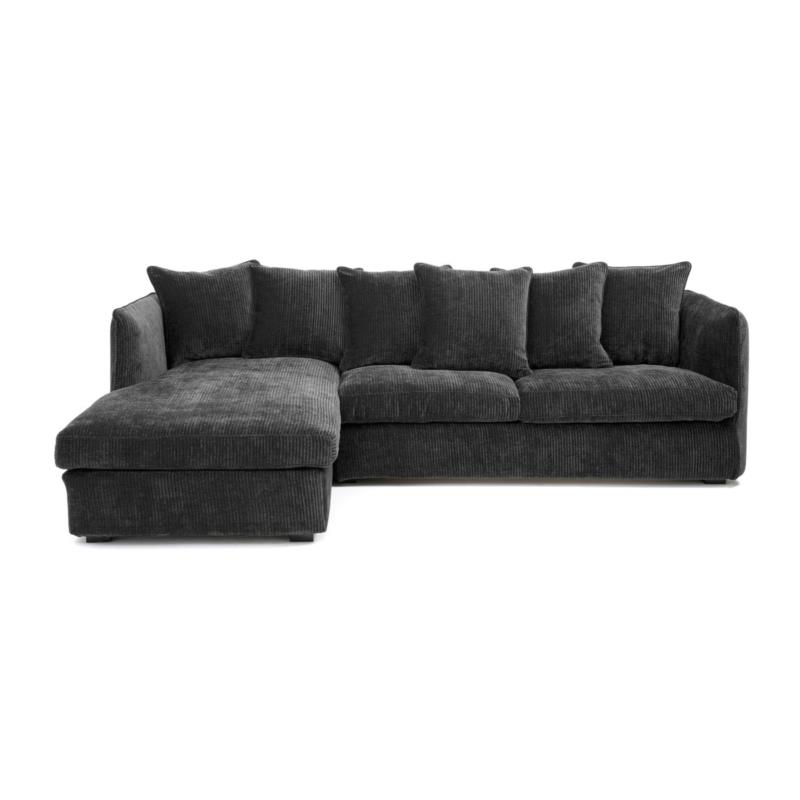 Γωνιακός καναπές-κρεβάτι από βελούδο κοτλέ Μ95xΠ260xΥ82cm