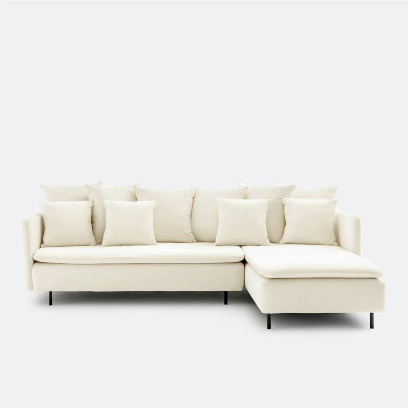 Γωνιακός καναπές από βελούδο Μ179xΠ294xΥ68cm