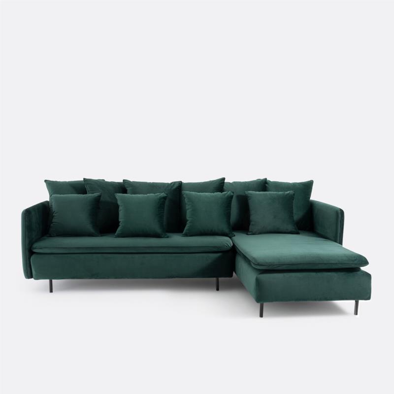 Γωνιακός καναπές από βελούδο Μ179xΠ294xΥ68cm