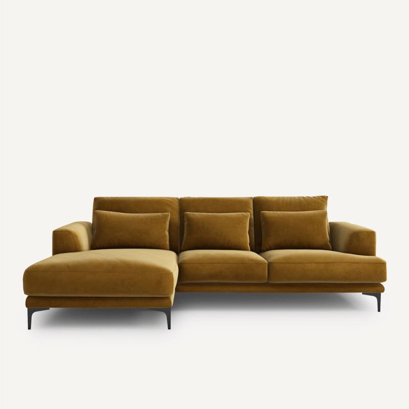 Γωνιακός καναπές από βελούδο Μ149xΠ258xΥ83cm