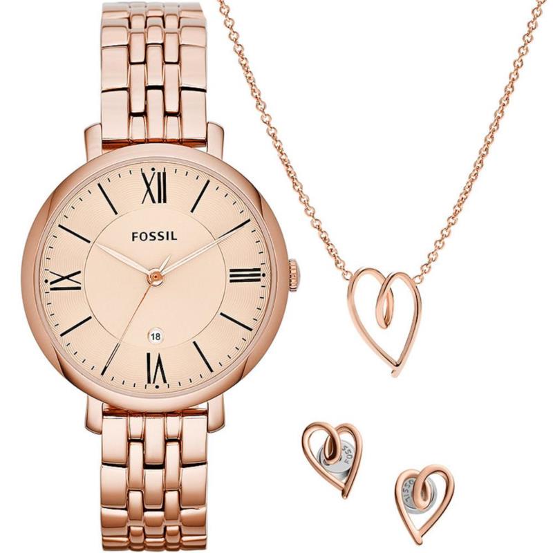 FOSSIL Jacqueline Gift Set - ES5252, Rose Gold case with Stainless Steel Bracelet