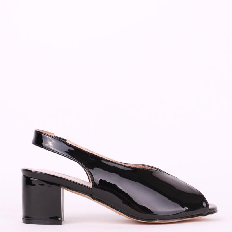 Γυναικεία πέδιλα με τακούνι Adam's shoes 23001-29 ΜΑΥΡΟ