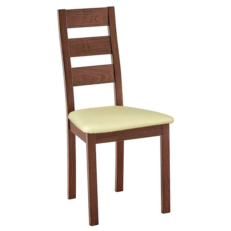 MILLER Καρέκλα Οξυά Καρυδί, PVC Εκρού Σετ Των 2 τμχ 45x52x97cm