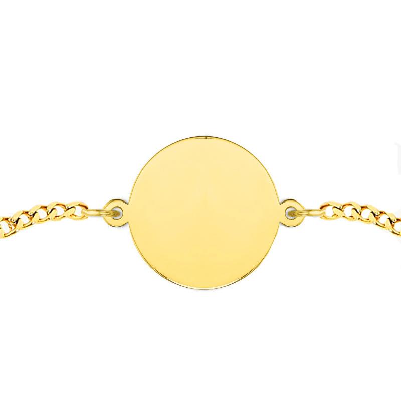 Jt Unisex ατσάλινο χρυσό βραχιόλι φλουρί με επιλογή χάραξης Γυναικείο