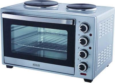 Ηλεκτρικό Φουρνάκι 60lt με 2 Εστίες Ασημί, MN-6019S, Muhler