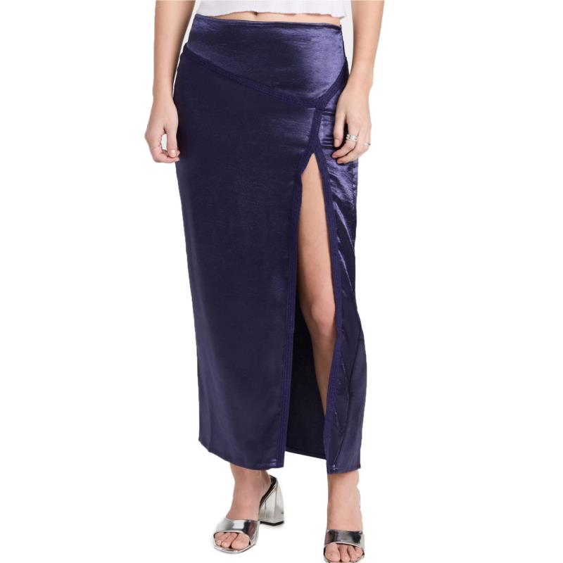 Φούστα Free People Dakota Satin Midi OB1621441-Navy Γυναικείο