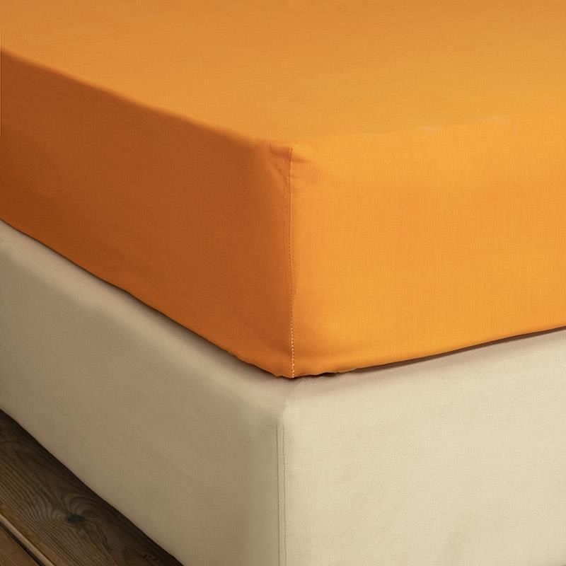 Σεντόνι Μεμονωμένο Υπέρδιπλο 160X200+32 Nima Unicolors Deep Orange Με Λάστιχο (160x200+32)