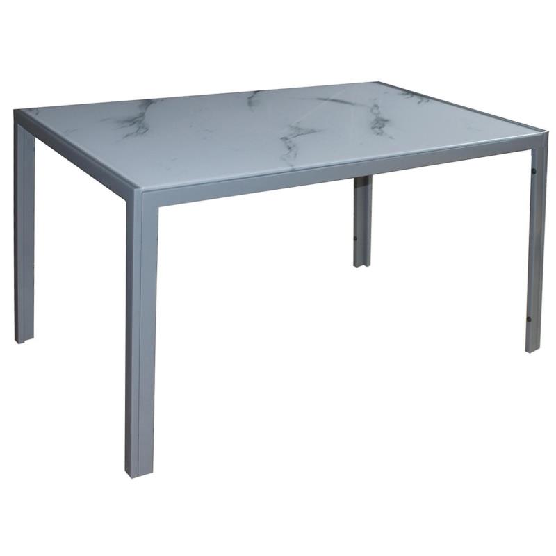 Τραπέζι Τραπεζαρίας DEGO Γκρι/Λευκό Μέταλλο/Γυαλί 140x80x75cm