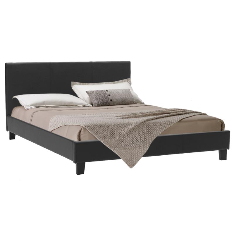 Κρεβάτι Nevil pakoworld διπλό 150x200 PU χρώμα μαύρο ματ - PAKO WORLD - 006-000015