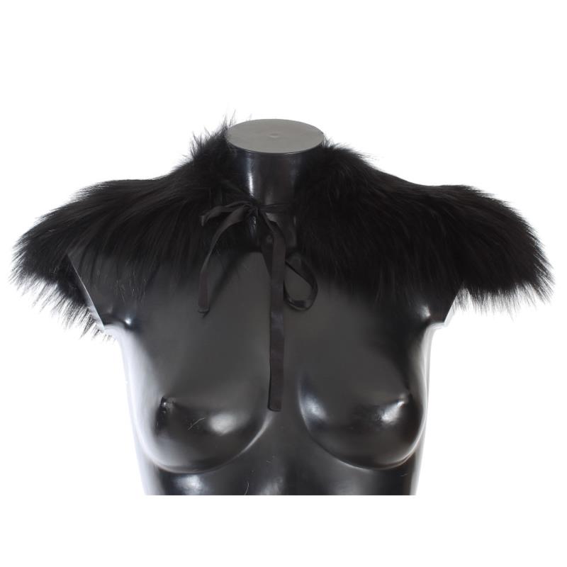 Dolce & Gabbana Black Fox Fur Collar Scarf IT38