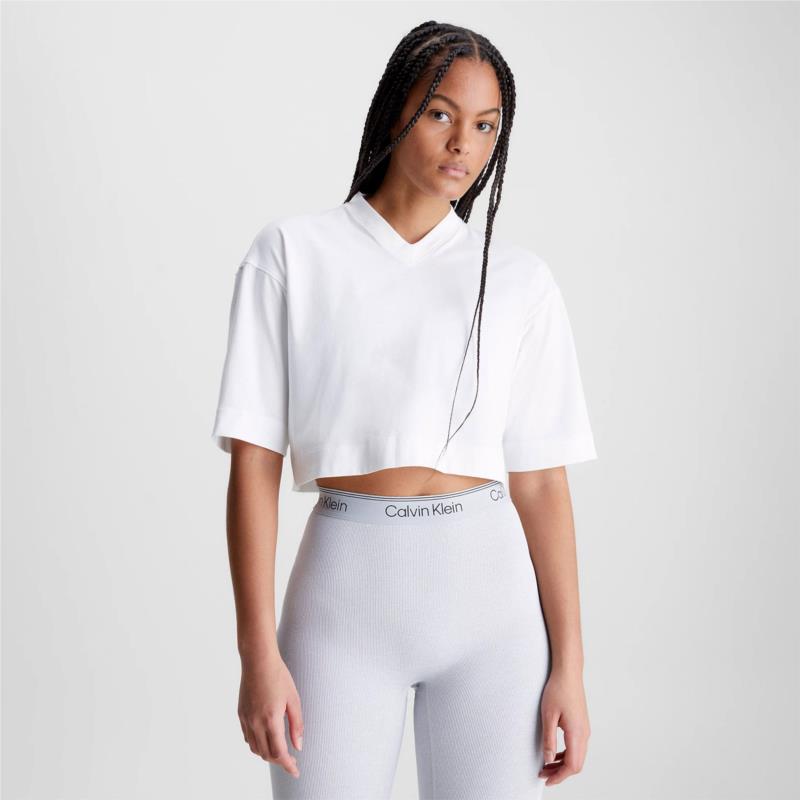 CALVIN KLEIN CROPPED GYM T-SHIRT ΑΣΠΡΟ