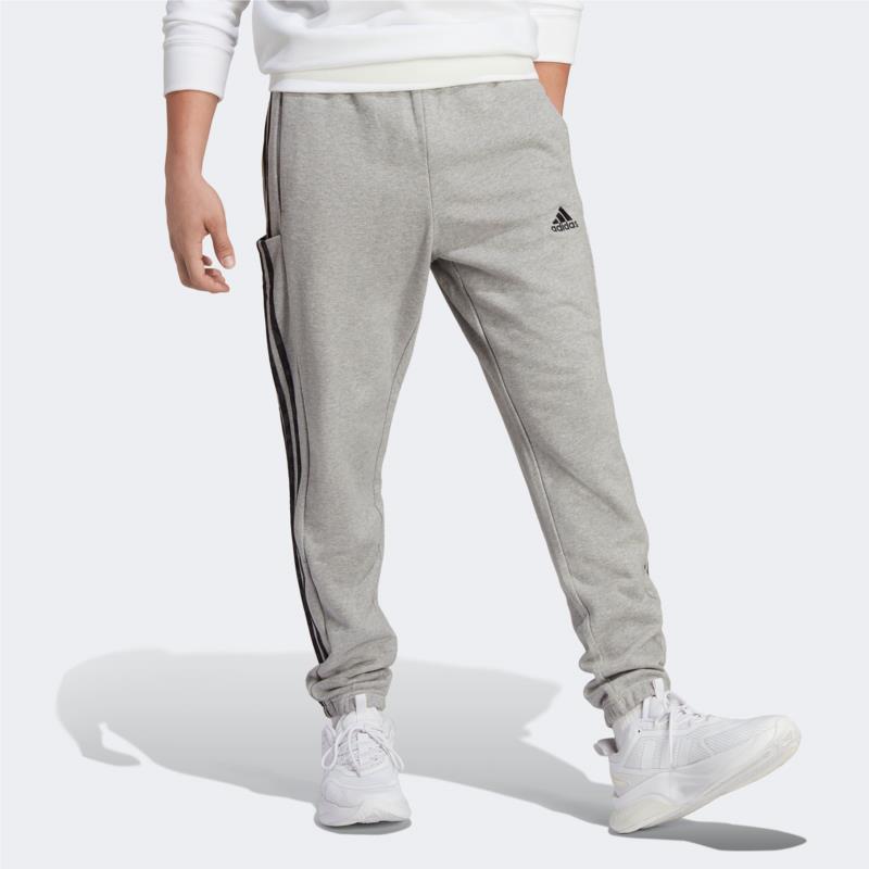 ADIDAS ESSENTIALS FRENCH TERRY TAPERED ELASTIC CUFF 3-STRIPES JOGGERS ΓΚΡΙ