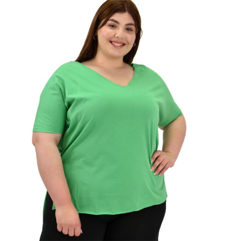 Γυναικεία μπλούζα μονόχρωμο plus size Πράσινο 20114