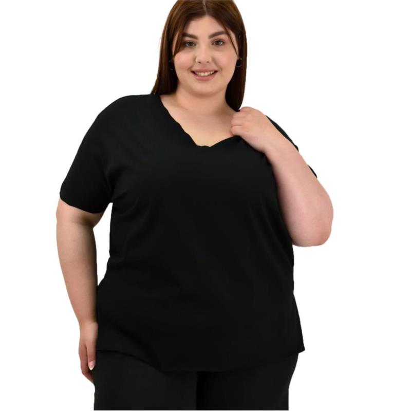 Γυναικεία μπλούζα μονόχρωμο plus size Μαύρο 20116