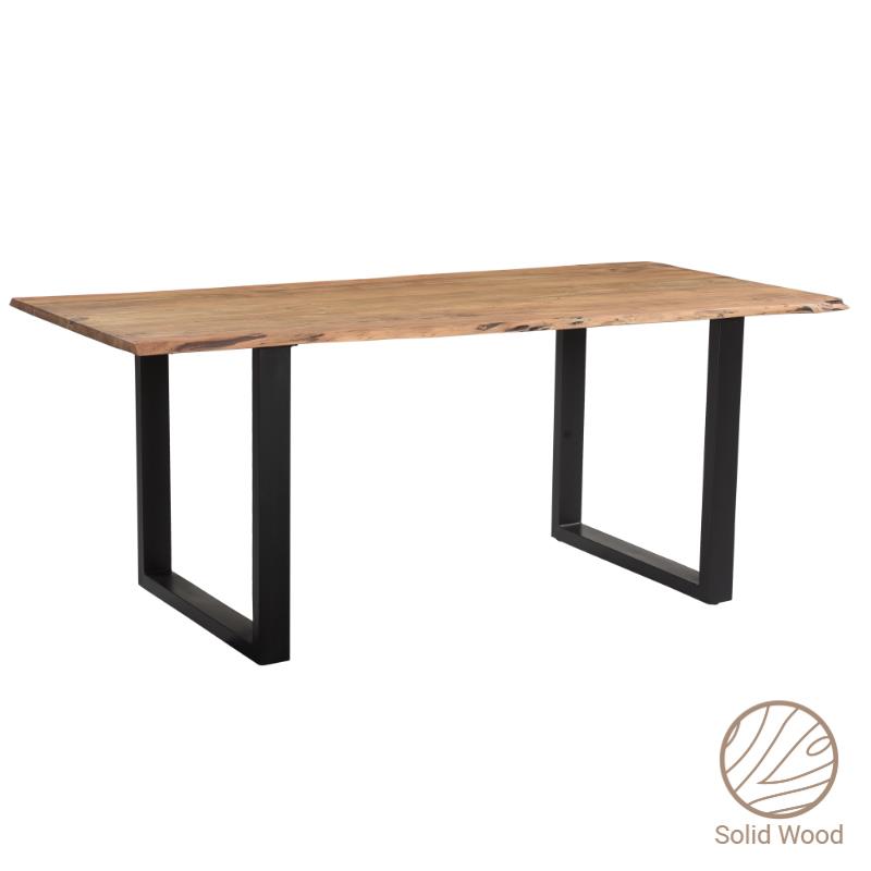 Τραπέζι Adorn pakoworld μασίφ ξύλο πεύκου καρυδί-πόδι μαύρο 200x100x75.6εκ - PAKO WORLD - 223-000019