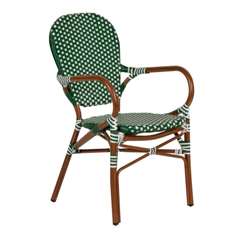 Artelibre Καρέκλα Κήπου BOALI Πράσινο/Λευκό Μπαμπού/Ύφασμα 57x58x85cm