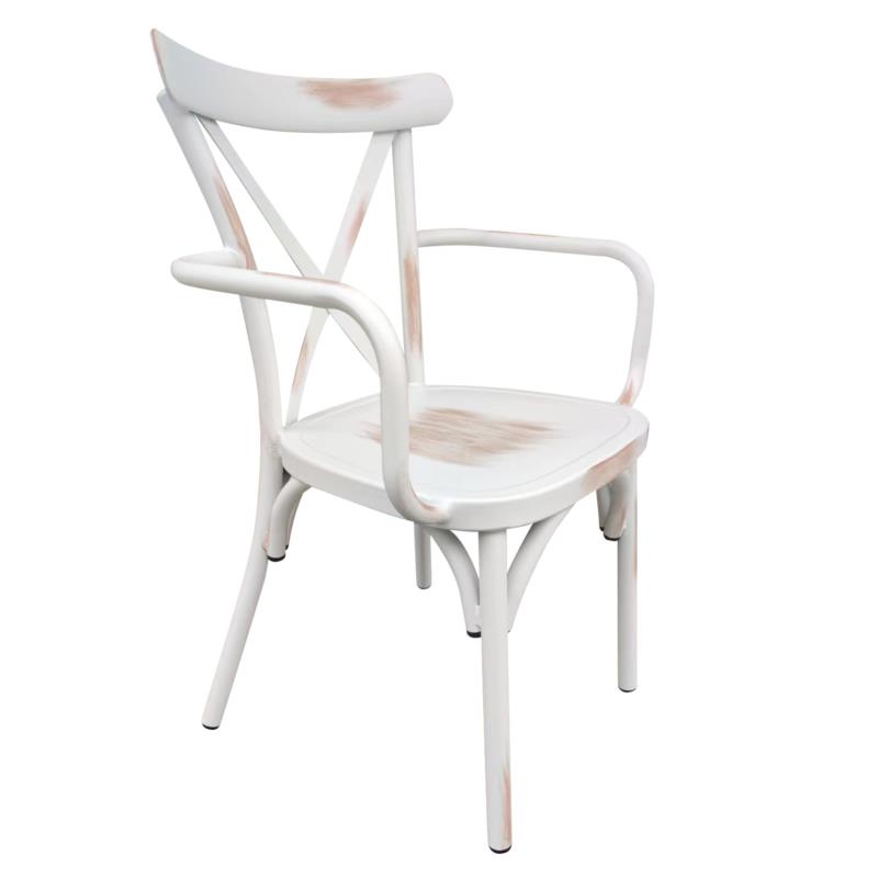Artelibre Καρέκλα Κήπου THOMSONS Λευκό Αντικέ Αλουμίνιο 52x52x87cm