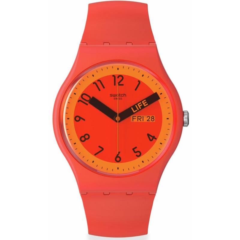 SWATCH Proudly Red - SO29R705, Red case with Red Rubber Strap