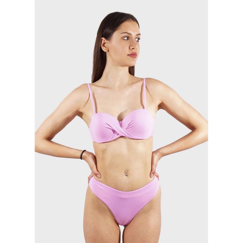Γυναικείο σετ μαγιό μονόχρωμο bra αποσπώμενες τιράντες ενσωματωμένη επένδυση bikini brazil. Καλύπτει B CUP ΜΩΒ