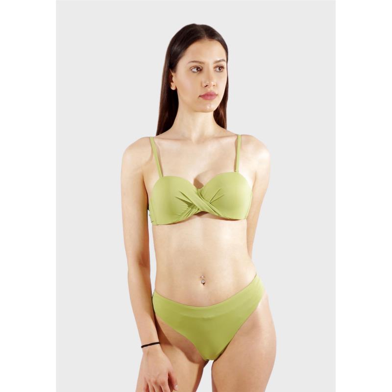 Γυναικείο σετ μαγιό μονόχρωμο bra αποσπώμενες τιράντες ενσωματωμένη επένδυση bikini brazil. Καλύπτει B CUP OLIVE