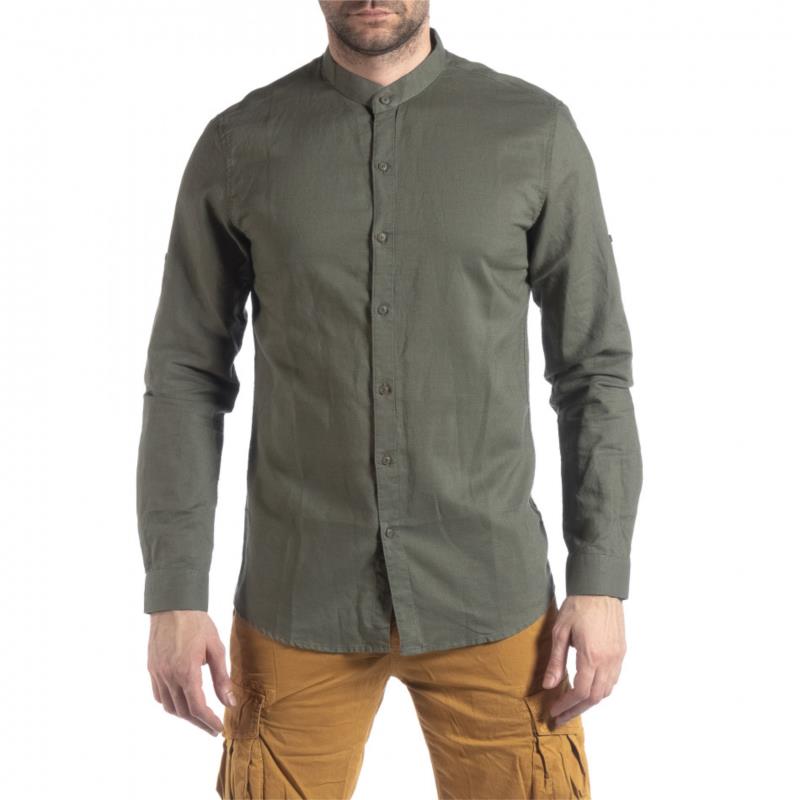 Ανδρικό λινό πράσινο πουκάμισο Just West LINO2023-CA02