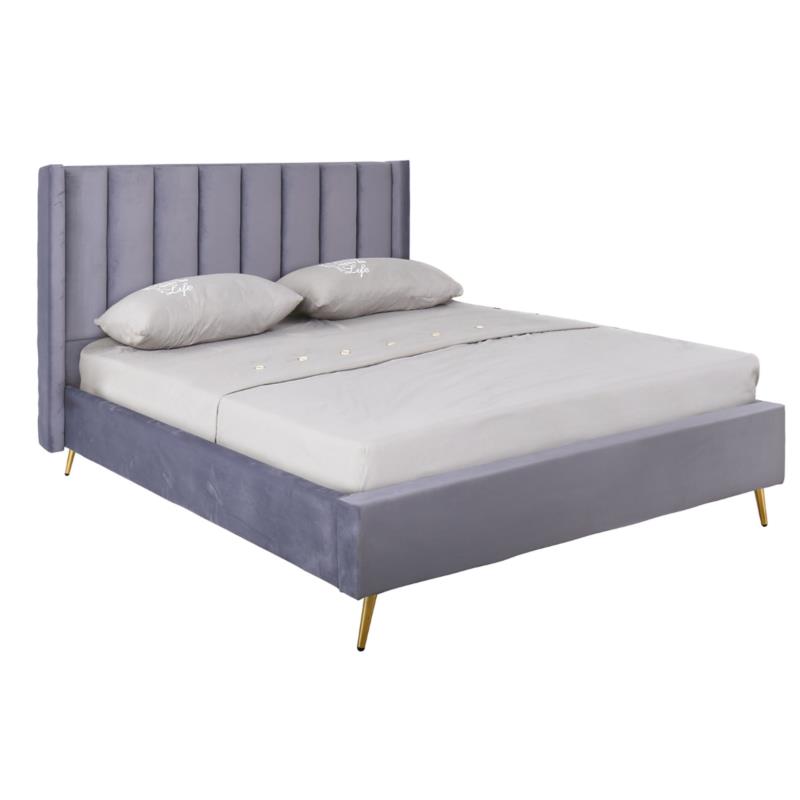 Κρεβάτι Διπλό PASSION Γκρι Ύφασμα 171x227x134cm (Για Στρώμα 160x200cm)