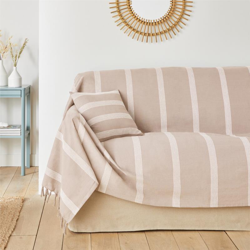 Ριγέ ριχτάρι από βαμβάκι 150x150 cm