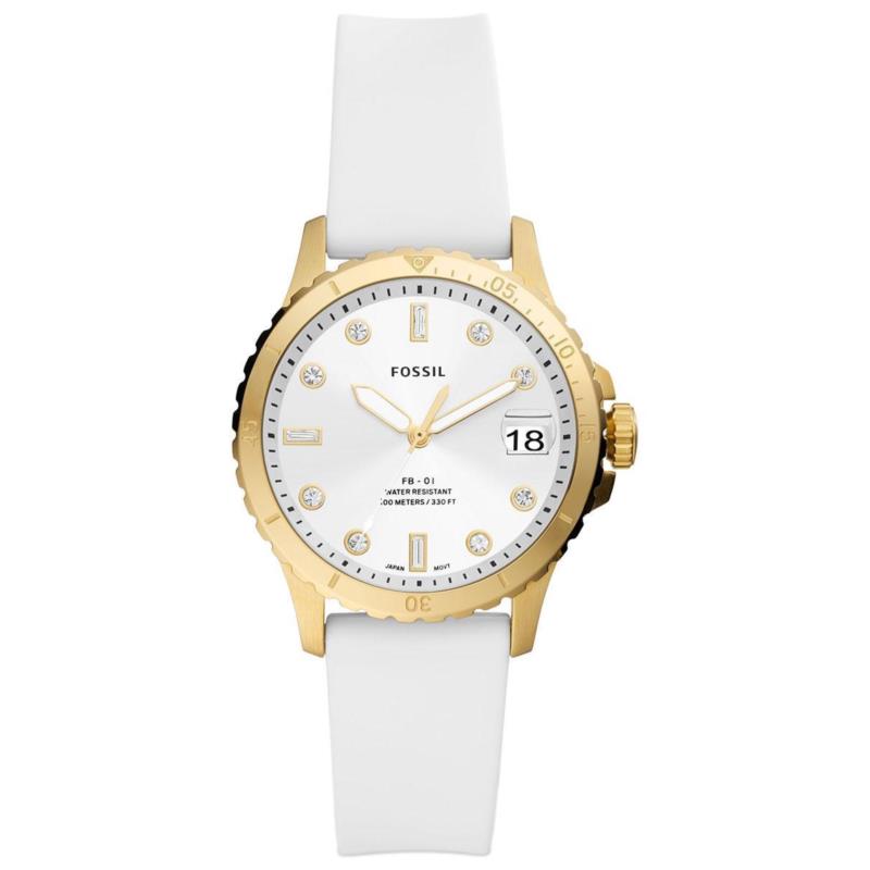 Fossil FB-01- ES5286, Gold case with White Rubber Strap