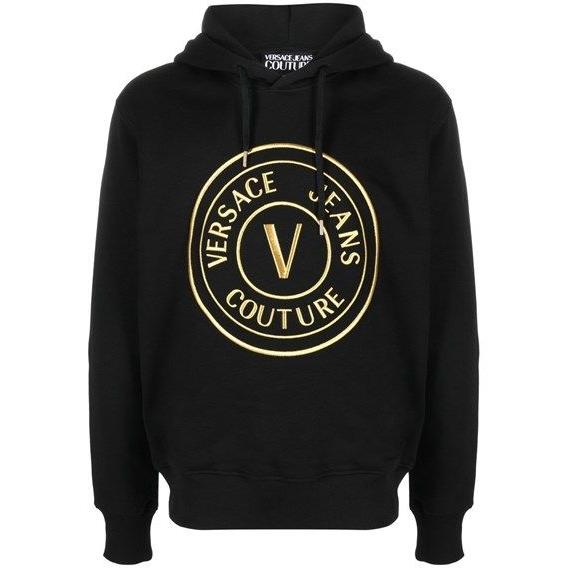 Versace Jeans Black Cotton Logo Details Hooded Sweatshirt M
