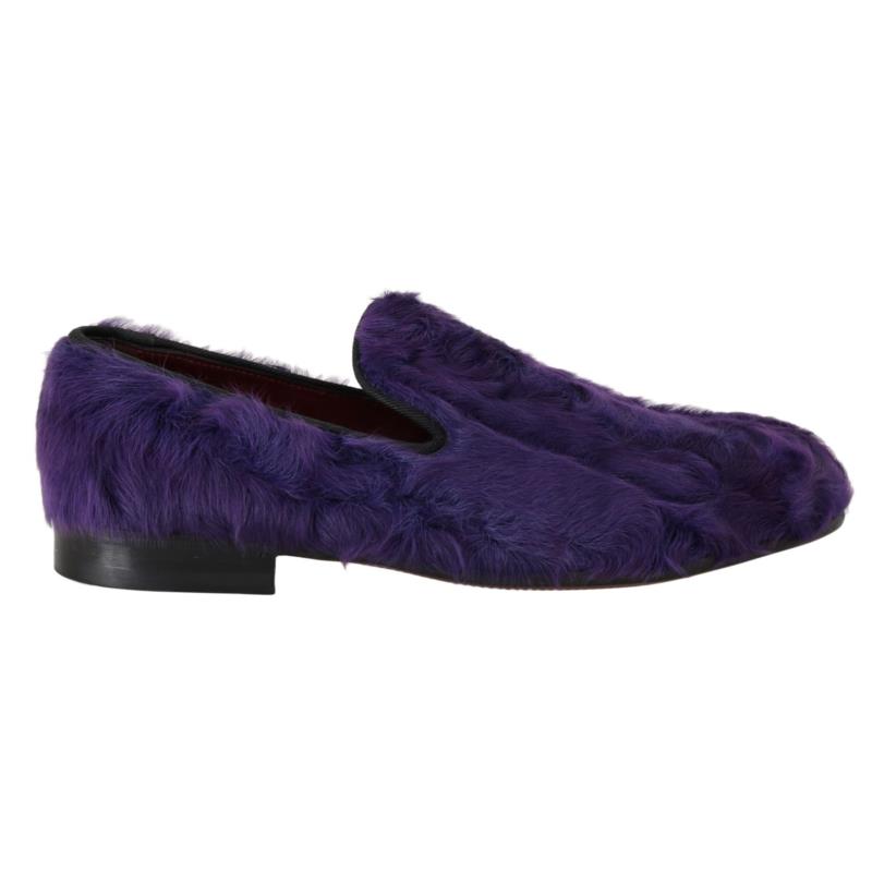 Dolce & Gabbana Purple Sheep Fur Leather Loafers EU36/US5.5