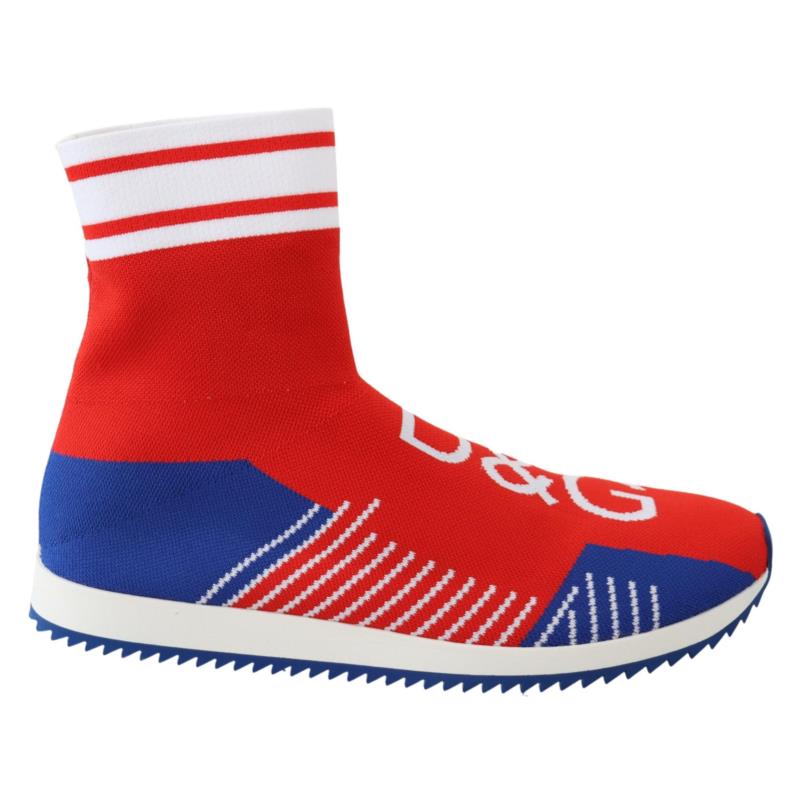 Dolce & Gabbana Blue Red Sorrento Logo Sneakers Socks Shoes MV3708 EU39/US6