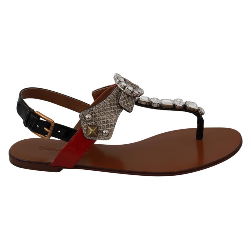 Dolce & Gabbana Leather Ayers Crystal Sandals Flip Flops Shoes LA6458 EU36/US5.5