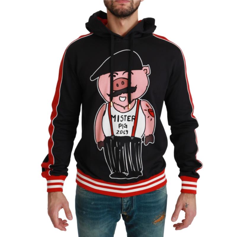 Dolce & Gabbana Black Pig of the Year Hooded Sweater TSH4611-44 7333413035561 IT46