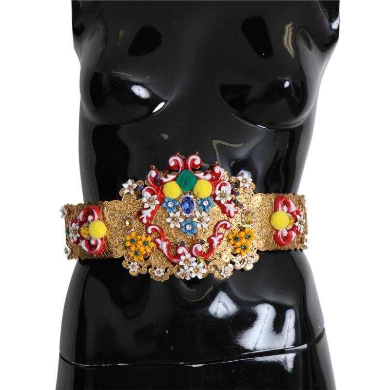 Dolce & Gabbana multicolor Embellished Floral Crystal Wide Waist Belt SMY10484 IT42