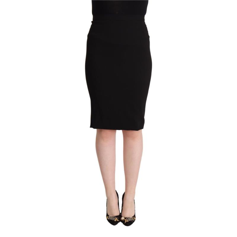 Dolce & Gabbana Black High Waist Knee Length Pencil Cut Skirt IT36