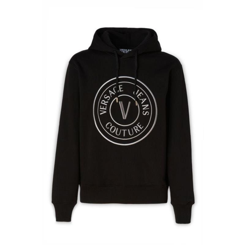 Versace Jeans Black Cotton Logo Details Hooded Sweatshirt L