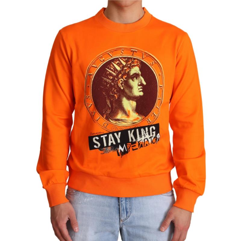 Dolce & Gabbana Orange King Ceasar Cotton Pullover Sweater IT50
