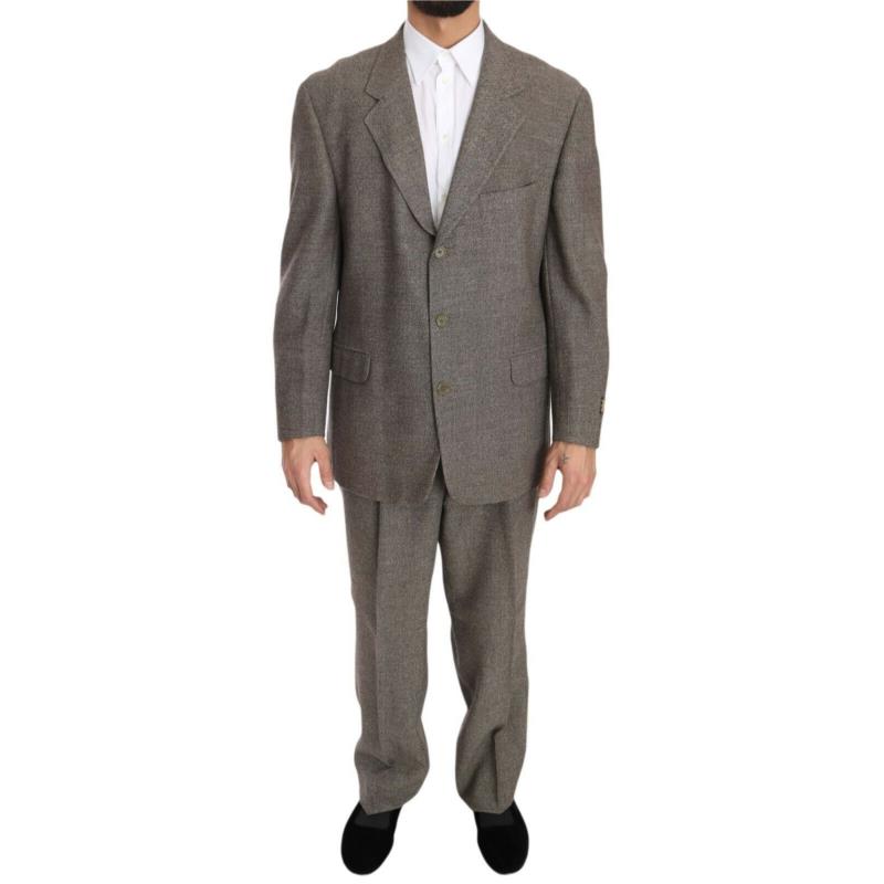 Fendi Brown Wool Regular Single Breasted Suit KOS1399 IT54